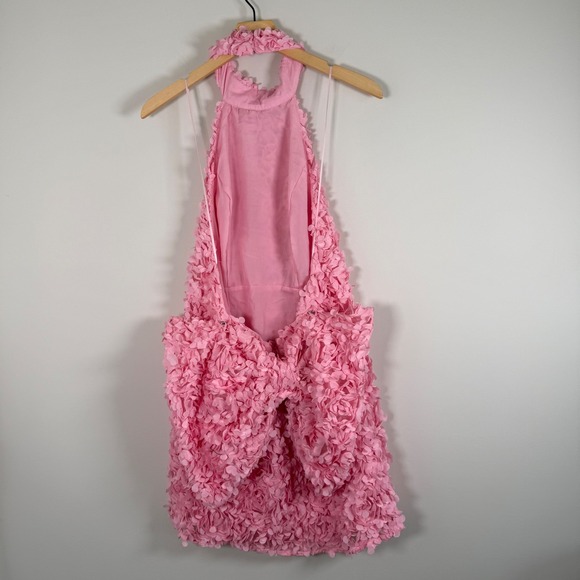 NEW Klesis Monroe Embellished Bow Floral Applique Mini Dress Medium Halter NWT - Picture 2 of 8